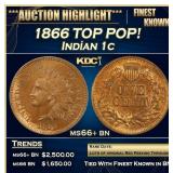 1866 Indian Cent TOP POP! 1c ms66+ bn SEGS