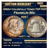 1952-p Franklin Half Dollar Colorfully Toned TOP P