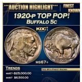1920-p Buffalo Nickel TOP POP! 5c ms67+ SEGS