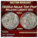 1935-d Walking Liberty Half Dollar Near Top Pop 50