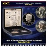 Complete 3 PC. 1988 Kennedy Half Dollar 50c set In