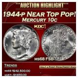 1944-p Mercury Dime Near Top Pop! 10c ms68 FSB SEG