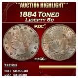 1884 Liberty Nickel Toned 5c ms66+ SEGS