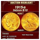 1915-s Gold Indian Eagle $10 ms64+ SEGS
