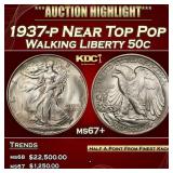 1937-p Walking Liberty Half Dollar Near Top Pop 50