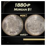 1880-p Morgan Dollar $1 Grades ms62+
