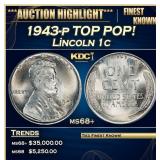 1943-p Lincoln Cent TOP POP! 1c ms68+ SEGS