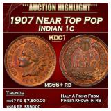 1907 Indian Cent Near Top Pop 1c ms66+ rb SEGS
