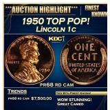 1950 Proof Lincoln Cent TOP POP! 1c pr68 rd cam SE