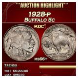 1928-p Buffalo Nickel 5c ms66+ SEGS