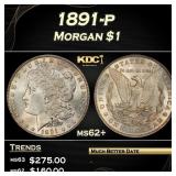 1891-p Morgan Dollar $1 Grades ms62+