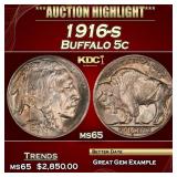 1916-s Buffalo Nickel 5c ms65 SEGS