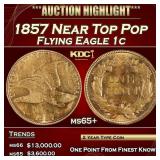 1857 Flying Eagle Cent Near Top Pop 1c ms65+ SEGS