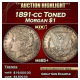 1891-cc Morgan Dollar Toned $1 ms65+ SEGS