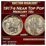 1917-s Mercury Dime Near Top Pop 10c ms66+ SEGS