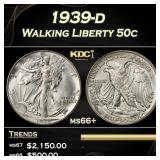1939-d Walking Liberty Half Dollar 50c ms66+ SEGS