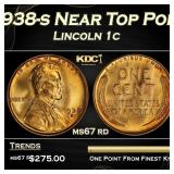 1938-s Lincoln Cent Near Top Pop 1c ms67 rd SEGS