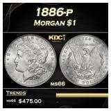 1886-p Morgan Dollar $1 Grades ms66