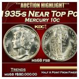 1935-s Mercury Dime Near Top Pop 10c ms68 fsb SEGS