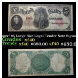 1907 $5 Large Size Legal Tender Note "WoodChopper"