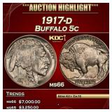 1917-d Buffalo Nickel 5c ms66 SEGS