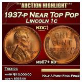 1937-p Lincoln Cent Near Top Pop 1c ms67+ rd SEGS