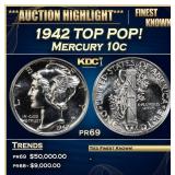 1942 Proof Mercury Dime TOP POP! 10c pr69 SEGS