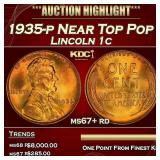 1935-p Lincoln Cent Near Top Pop 1c ms67+ rd SEGS
