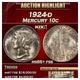 1924-d Mercury Dime 10c ms66+ fsb SEGS