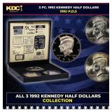 Complete 3 PC. 1992 Kennedy Half Dollar 50c set In