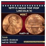 1977-d Lincoln Cent Near Top Pop 1c ms67+ rd SEGS