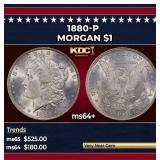 1880-p Morgan Dollar $1 Grades ms64+