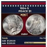1924-s Peace Dollar $1 ms64+ SEGS