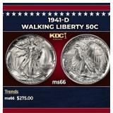 1941-d Walking Liberty Half Dollar 50c Grades ms66