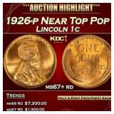 1926-p Lincoln Cent Near Top Pop 1c ms67+ rd SEGS