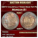 1897-p Morgan Dollar Colorfully Toned Near Top Pop