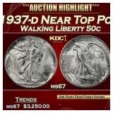 1937-d Walking Liberty Half Dollar Near Top Pop 50