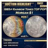 1885-p Morgan Dollar Rainbow Toned TOP POP! $1 ms6