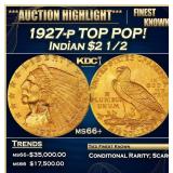 1927-p Gold Indian Quarter Eagle TOP POP! $2 1/2 m