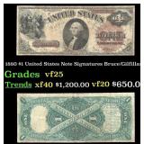 1880 $1 United States Note Grades vf+ Signatures B