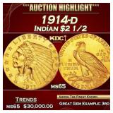 1914-d Gold Indian Quarter Eagle $2 1/2 ms65 SEGS