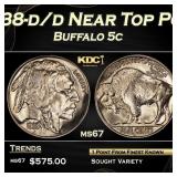 1938-d/d Buffalo Nickel Near Top Pop 5c ms67 SEGS