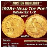 1928-p Gold Indian Quarter Eagle Near Top Pop! $2