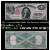 1917 $1 Large Size Legal Tender Note Grades vf+ Si