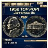 1952 Proof Jefferson Nickel TOP POP! 5c pr69 SEGS