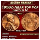 1958-d Lincoln Cent Near Top Pop 1c ms67+ rd SEGS