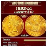 1892-cc Gold Liberty Eagle $10 ms62+ SEGS