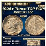 1926-p Mercury Dime Toned TOP POP! 10c ms67+ FSB S
