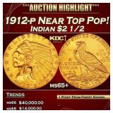1912-p Gold Indian Quarter Eagle Near Top Pop! $2