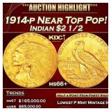 1914-p Gold Indian Quarter Eagle Near Top Pop! $2